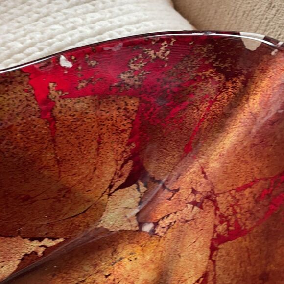 Vintage 70’s Glass Gold Leaf/Orange/ Centerpiece & Home Decor - Picture 15 of 16